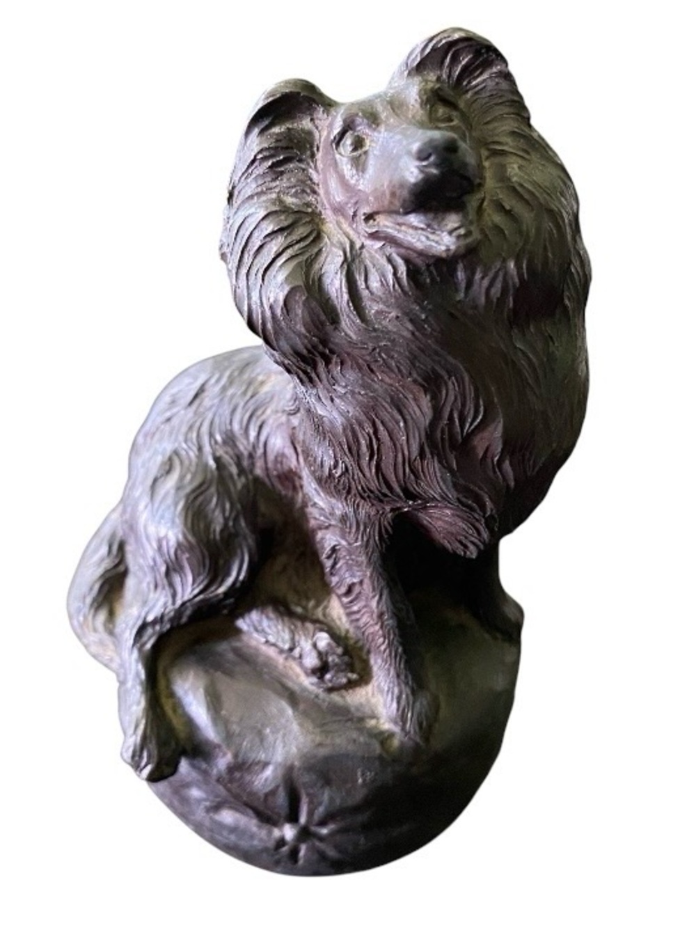 Vintage Heredities Collie Dog Bronze Resin Made in England HTF Rare Excellent